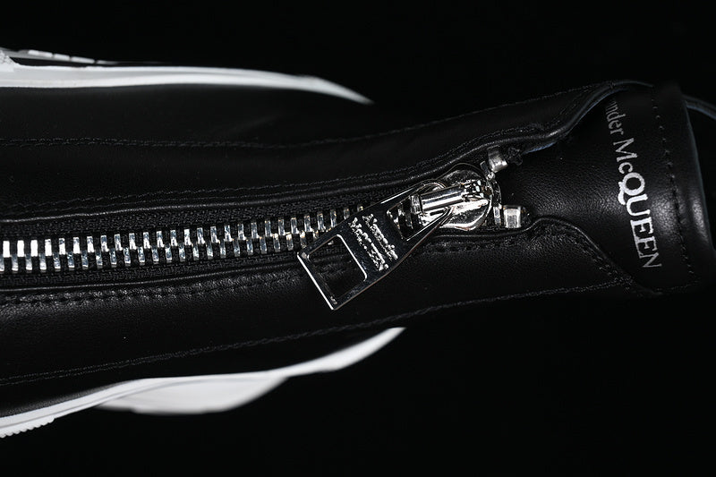 A McQ Tread Slick Leather Boots "Black/White"