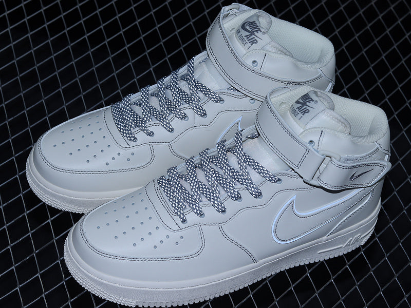 Nike Air Force 1 Mid Reflective "Triple Cream/Grey"