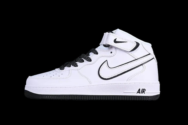 Nike Air Force 1 Mid "All White/Black"