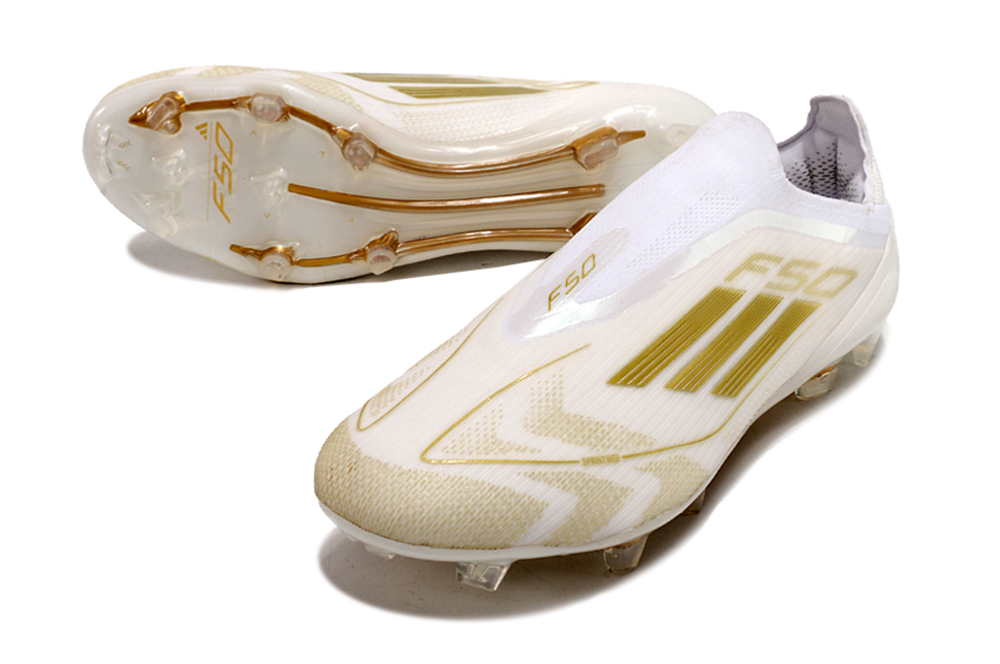 ADIDAS  F50 Elite Laceless FG "White/Gold"